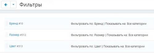 Список фильтров в CS-Cart