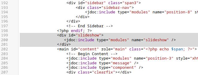 Код для добавления слайд-шоу Joomla