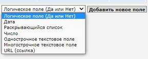 Выбор типа дополнительного поля в phpBB