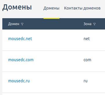 Список доменов
