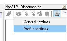 Profiles Settings в плагине NppFTP в редакторе Notepad++